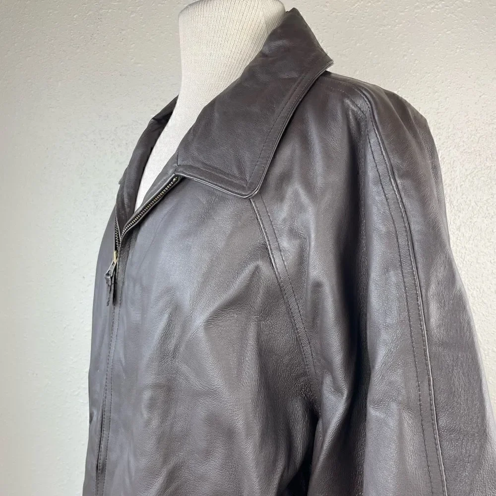 St. John’s Bay Brown Leather Jacket Size XL EUC